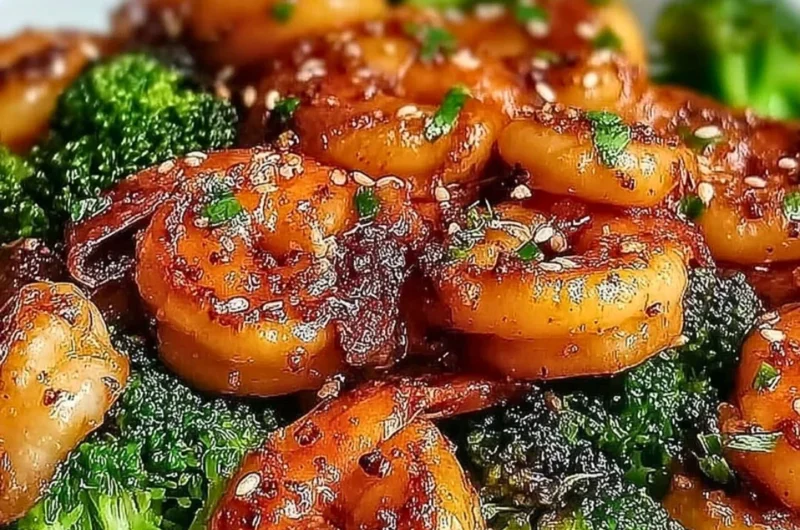 Delicious high-protein honey garlic shrimp dish ready to serve