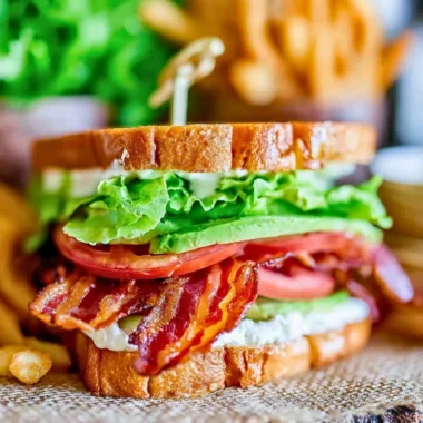 A delicious BLT sandwich with crispy bacon, fresh lettuce, and juicy tomatoes.