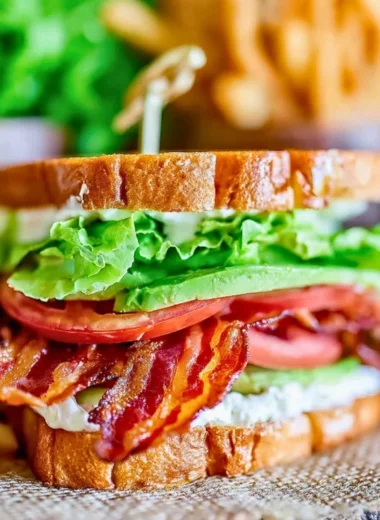 A delicious BLT sandwich with crispy bacon, fresh lettuce, and juicy tomatoes.