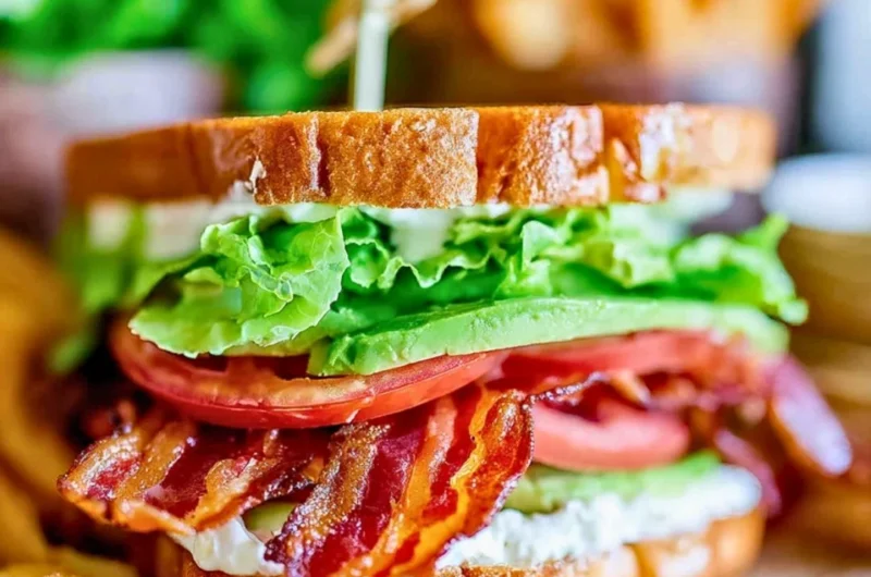 A delicious BLT sandwich with crispy bacon, fresh lettuce, and juicy tomatoes.