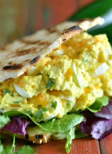 Jalapeño cheddar egg salad in a bowl