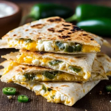Delicious jalapeno popper quesadillas with cheese and jalapenos
