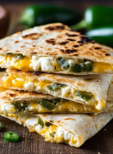 Delicious jalapeno popper quesadillas with cheese and jalapenos
