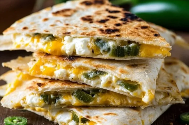 Delicious jalapeno popper quesadillas with cheese and jalapenos