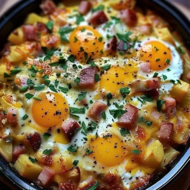 Delicious Mountain Man crock pot breakfast served in a rustic setting.