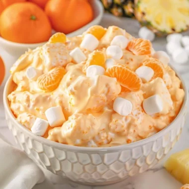 Delicious Orange Fluff Salad made with fluffy cream and fresh oranges