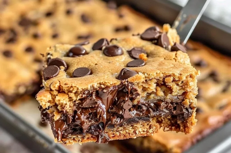 Delicious Peanut Butter Chocolate Chip Bars on a cooling rack