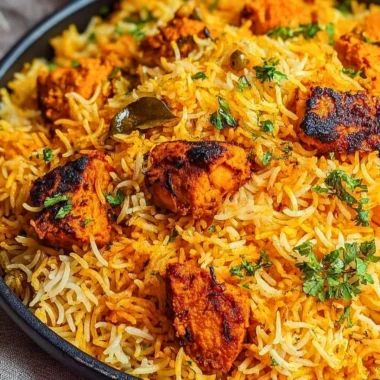 Delicious butter chicken biryani served in a traditional bowl with herbs