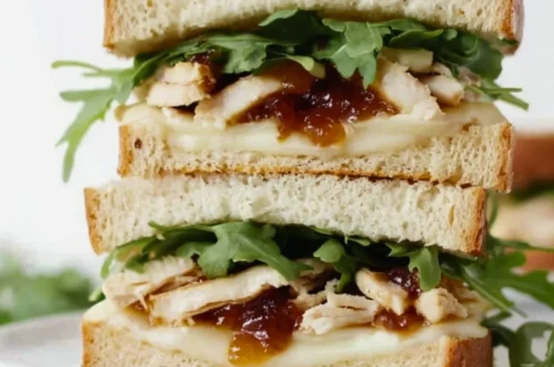 A delicious and colorful sandwich filled with fresh ingredients and served on crusty bread.