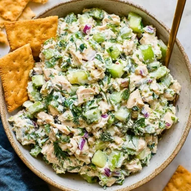 Delicious Tzatziki Chicken Salad with fresh ingredients and creamy dressing