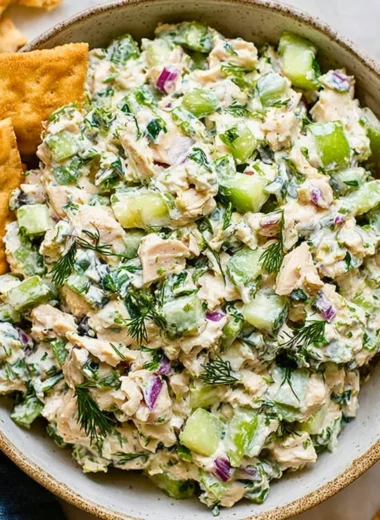 Delicious Tzatziki Chicken Salad with fresh ingredients and creamy dressing