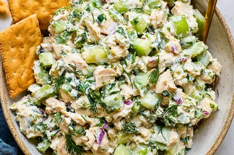 Delicious Tzatziki Chicken Salad with fresh ingredients and creamy dressing