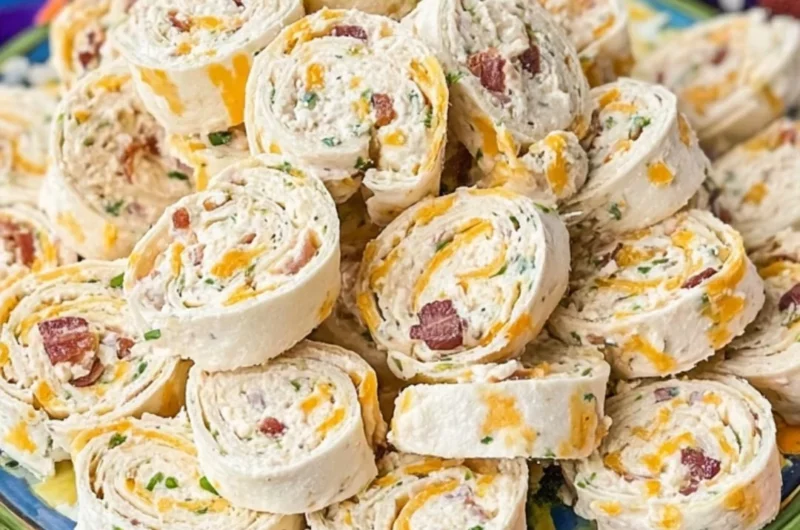 Bacon Ranch Pinwheels appetizer on a platter ready for serving