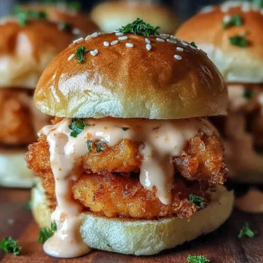 Delicious Bang Bang Chicken Sliders served on a platter with fresh ingredients.