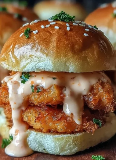 Delicious Bang Bang Chicken Sliders served on a platter with fresh ingredients.