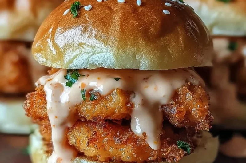 Delicious Bang Bang Chicken Sliders served on a platter with fresh ingredients.