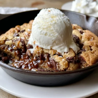 BB S'mores chocolate chip cookie skillet served warm and melty