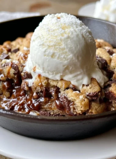 BB S'mores chocolate chip cookie skillet served warm and melty