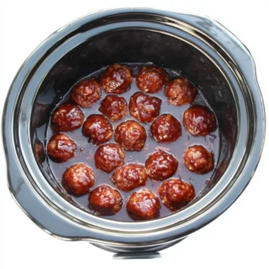 Delicious BBQ meatballs served on a plate with barbecue sauce.