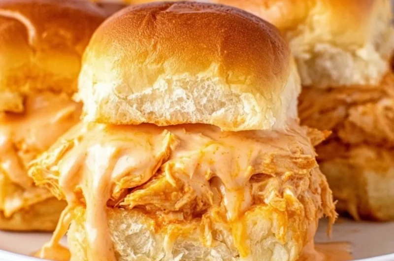 Buffalo Chicken Sliders served on a platter with fresh ingredients.