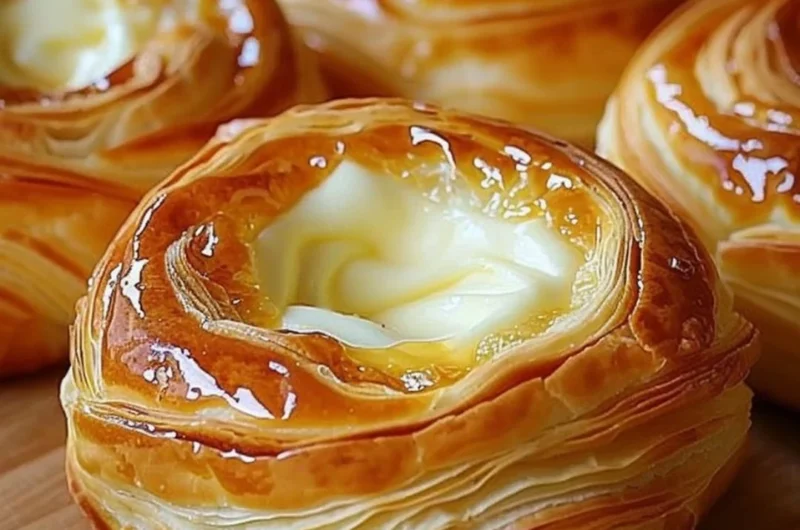 Delicious Cheese Danish pastry showing flaky layers and creamy cheese filling.