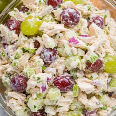 Delicious chicken salad with fresh ingredients and a colorful presentation.