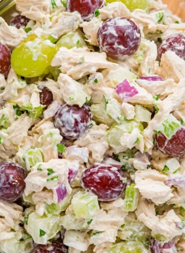 Delicious chicken salad with fresh ingredients and a colorful presentation.