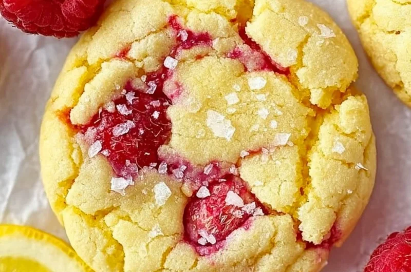 A plate of cozy lemon raspberry cookies with zesty lemon and tart raspberry ingredients