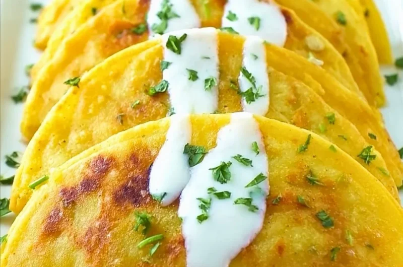Delicious crispy potato tacos served with fresh toppings