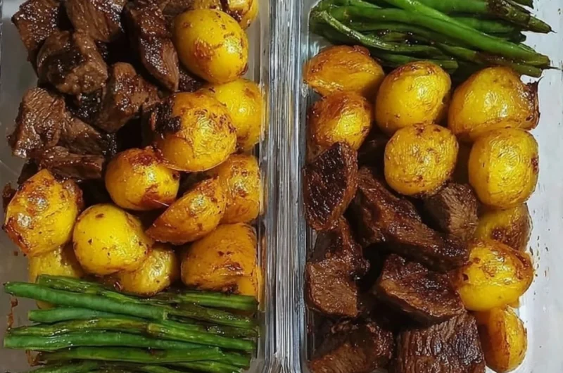 Garlic Balsamic Steak Bites on a plate, garnished and ready to enjoy