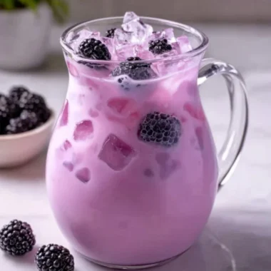 Homemade blackberry coconut pink drink, inspired by Starbucks recipe.