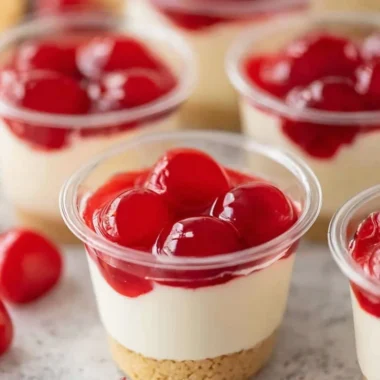 Delicious no-bake cheesecake cups topped with fresh fruit and whipped cream