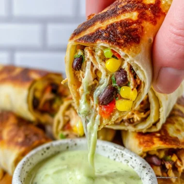 Plate of crispy Southwest egg rolls filled with a savory mix of ingredients