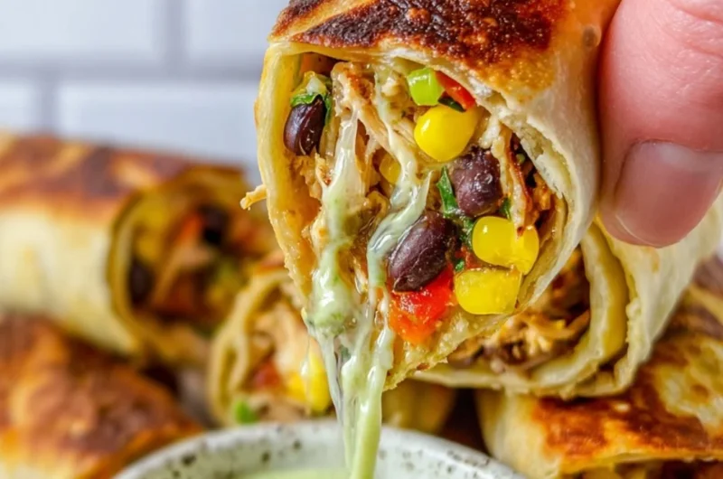 Plate of crispy Southwest egg rolls filled with a savory mix of ingredients