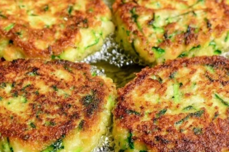 Crispy zucchini fritters served with dipping sauce on a plate